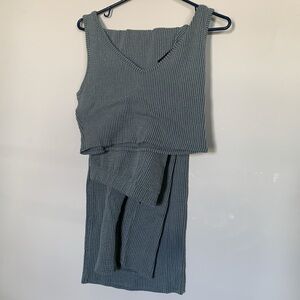 Ribbed Knit Gray blue set
